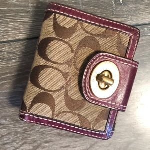 Coach wallet with leather trim